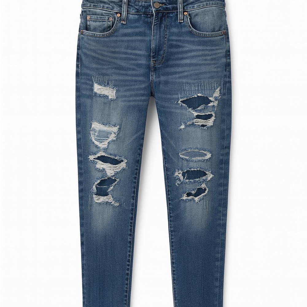 American Eagle Distressed Slim Jeans Men’s 30x34 Blue Flex Denim